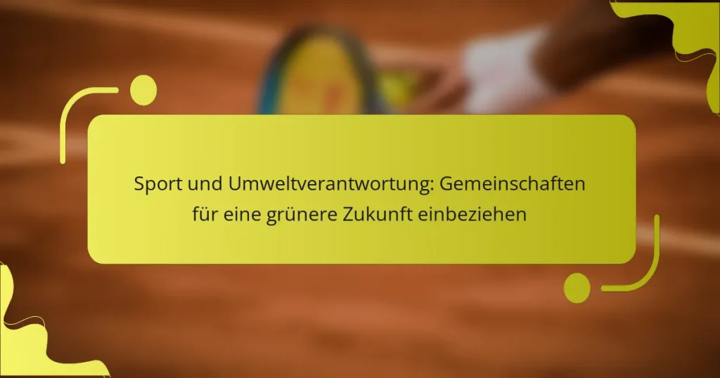 Sport und Umweltverantwortung: Gemeinschaften für eine grünere Zukunft einbeziehen