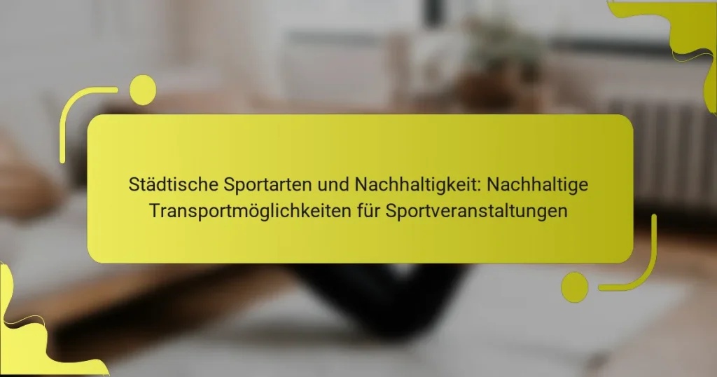 Städtische Sportarten und Nachhaltigkeit: Nachhaltige Transportmöglichkeiten für Sportveranstaltungen