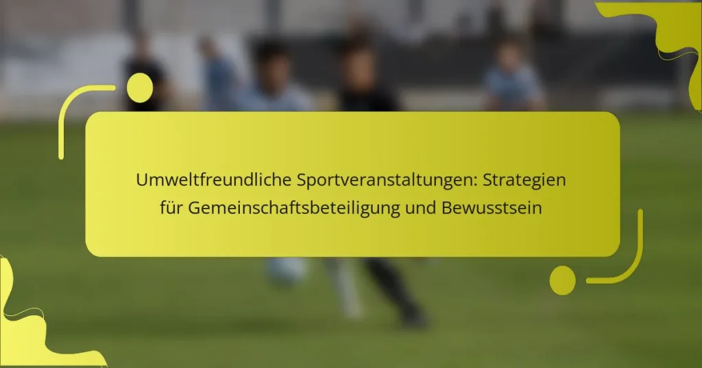 Umweltfreundliche Sportveranstaltungen: Strategien für Gemeinschaftsbeteiligung und Bewusstsein