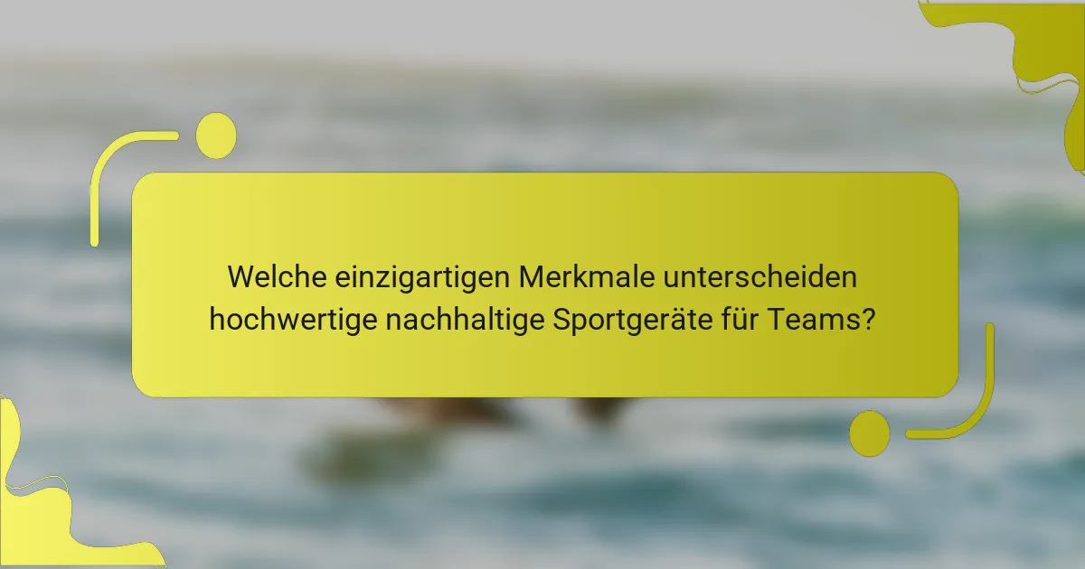 Welche einzigartigen Merkmale unterscheiden hochwertige nachhaltige Sportgeräte für Teams?