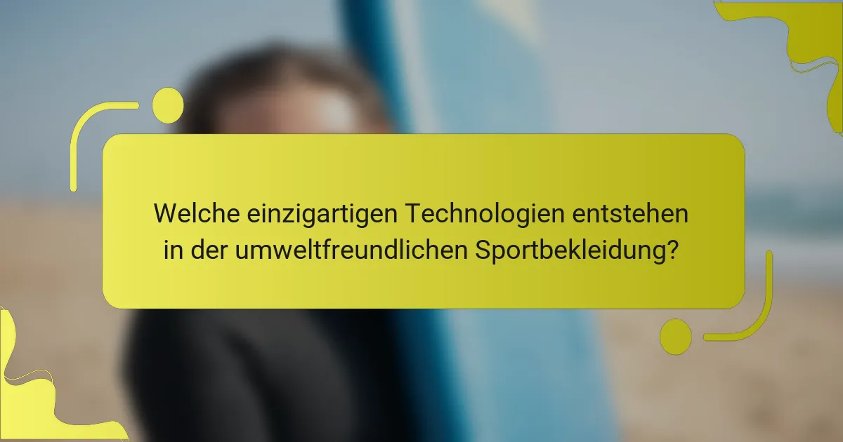 Welche einzigartigen Technologien entstehen in der umweltfreundlichen Sportbekleidung?