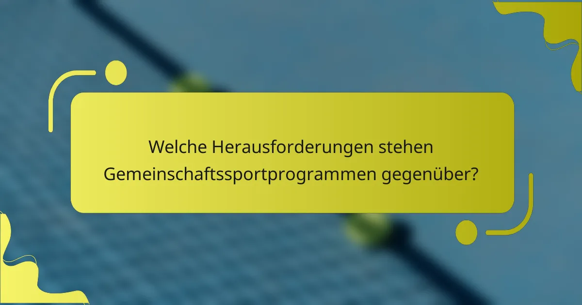 Welche Herausforderungen stehen Gemeinschaftssportprogrammen gegenüber?
