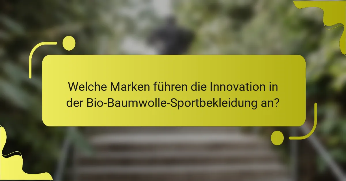 Welche Marken führen die Innovation in der Bio-Baumwolle-Sportbekleidung an?