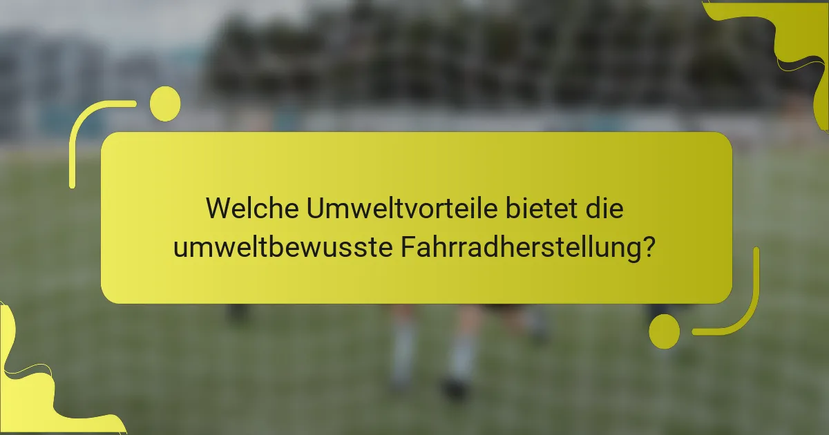 Welche Umweltvorteile bietet die umweltbewusste Fahrradherstellung?